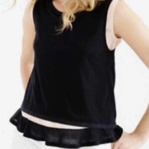 J. Crew Double Layer WHITE Sleeveless Tank with Ruffle Hem